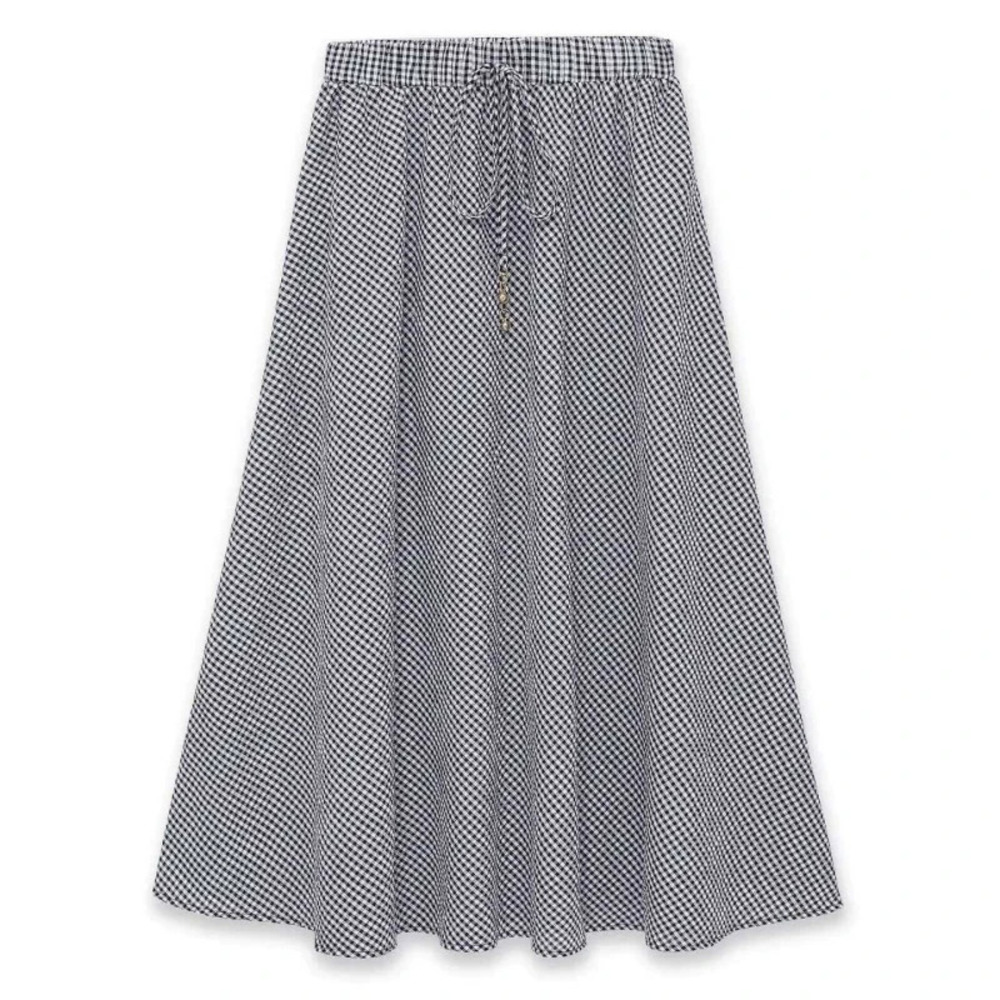 ZARA Summer Simple Versatile Elastic Waist Small Check Skirt